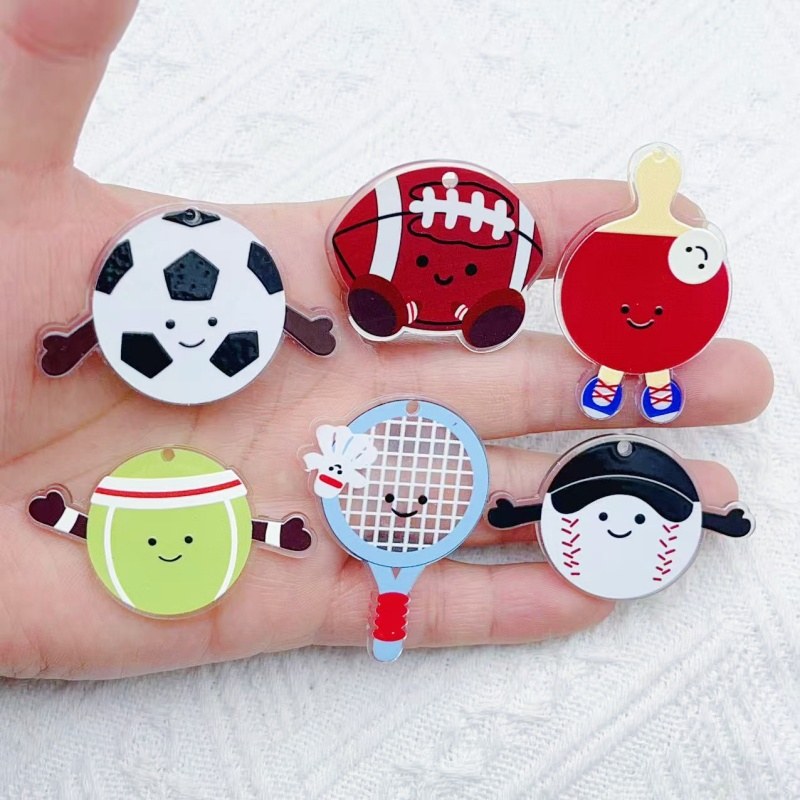 Badminton Date - 10Pcs Gantungan Kunci Akrilik Bentuk Rugby,
