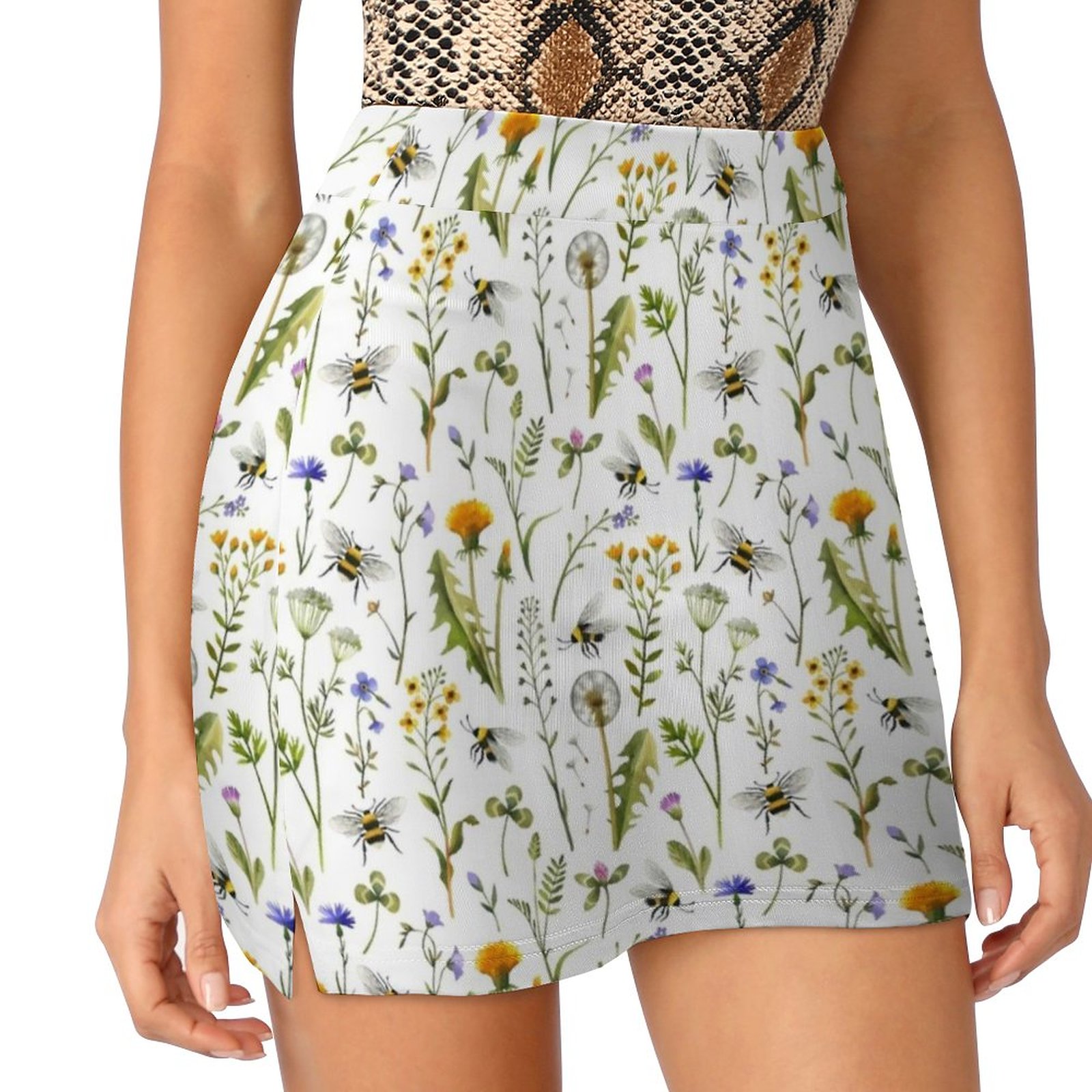 Badminton Minion - Bee dan Wildflowers On rok wanita