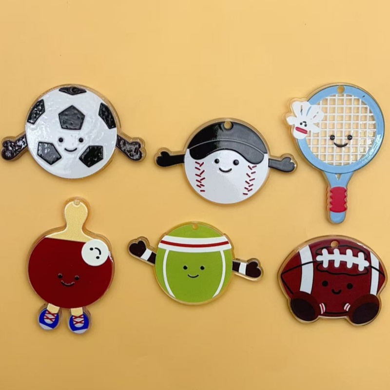 Badminton Date - 10Pcs Gantungan Kunci Akrilik Bentuk Rugby,