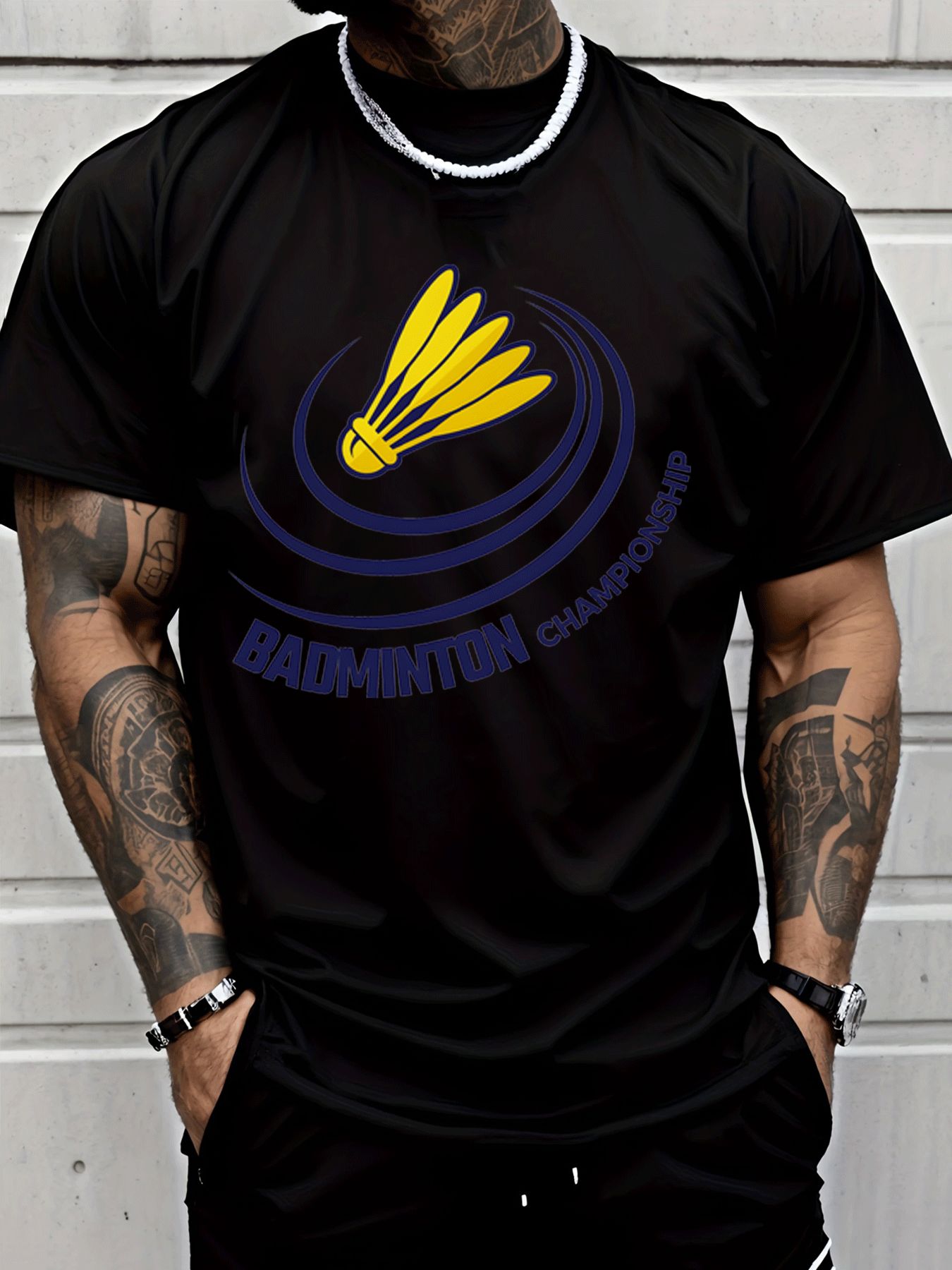 Kaos Oblong Pria Katun Lengan  - Badminton Championship ulasan dan harga